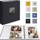 Photo Album 4x6 Photos Hold 200 or 5x7 Pictures Hold 100, 3 Ring Binder Photo Albums Linen Cover with 6-Tab Index Dividers Photo Book Acid Free Albums 4x6 5x7 for Family Wedding Baby (Black)
