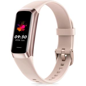 Fitness Tracker with 24/7 Heart Rate, Blood Oxygen Blood Pressure Sleep Monitor, Activity Trackers 5 ATM Waterproof,Step Calorie Counter Pedometer Health Smart Watch for Women Men (Pink)