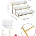 LAUCHUH Large 3 Tier Serving Stand Tiered Serving Trays with Collapsible Sturdier Rack Porcelain Serving Trays and Platters for Fruit Dessert Presentation Mother's Day Party Display Set, 14 Inch