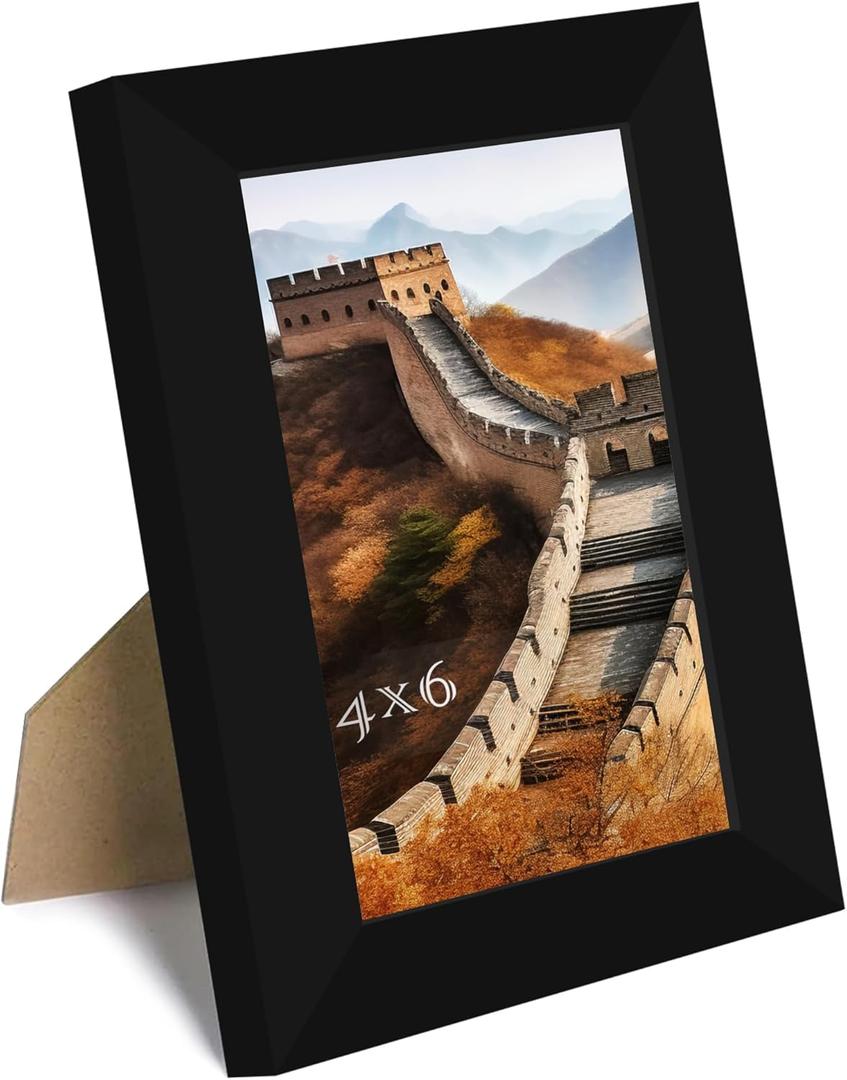 Picrit 4x6 Picture Frame, Photo Frame for Wall Mounting or Tabletop Display, Black