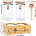 Glass Coffee Canister Set with Bamboo Shelf & Spoon - 2 Airtight Containers (47oz Each) for Coffee Beans, Ground Coffee, Sugar, Flour - Borosilicate Glass & Bamboo Lid with Silicone Seal