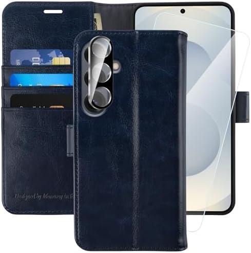 MONASAY Wallet Case Fit for Samsung Galaxy S25 5G, [Lens & Glass Screen Protector Included] [RFID Blocking] Flip Folio Leather Cell Phone Cover with Credit Card Holder, 6.2 inch, Blue
