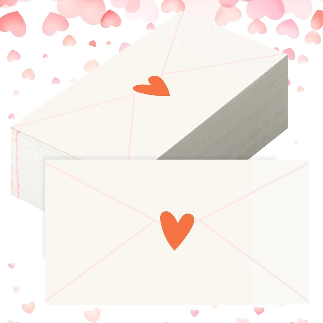 Havawish 100 Pcs Love Letters Disposable Napkins Love Heart Cocktail Napkins Red Heart Sign Paper Guest Hand Towel for Wedding Anniversary Bridal Shower Valentine Party Lunch Dinner Kitchen Bathroom, Pack Of 2
