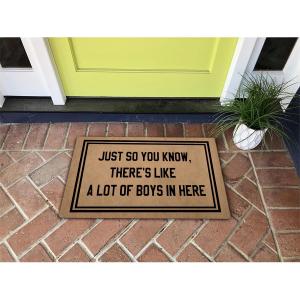 Welcome Mat with Rubber Back 30"(L) x 18"(W) Funny Doormat for Entrance Way Monogram Mats for Front Door Mat No Slip Kitchen Rugs and Mats (Just So You Know There's Like A Lots Of Boys In Here), 30x18 inches