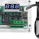W1209 DC 12V Digital Temperature Controller Board Blue Digital Display Thermostat -50-110C Electronic Temperature Temp Control Module Switch with Waterproof Case (1-Pack)