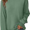 GKBK Womens Casual Long Sleeve Sweatshirt Crew Neck Crewneck T Shirt Tshirt Cute Pullover Tops Relaxed Fit Thin Soft Comfy Light Weight Loose Fit Sweater 2026 Fashion Clothes Trendy Outfits Green XXL (Green, XXL)