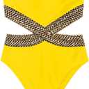 Milumia Women's Stitch Detail Strapless One Piece Swimsuit Cut Out Bandeau Bathing Suit (Yellow, S)