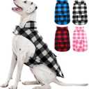 Kuoser Dog Winter Coat, Windproof Dog Fleece Jacket British Style Plaid Cold Weather Doggie Vest Coats, Reversible Cozy Warm Pet Clothes Apparel for Large Size Dogs L (White)