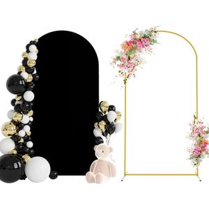 Wokceer 6.6 FT Wedding Backdrop Arch Stand and Arch Cover Metal Arch Stand with Arch Stand Cover for Birthday Party Wedding Ceremony Bridal Baby Shower Event Decor (Black)