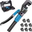 Fulifix 60KN Cable Railing Crimping Tool, 6-Ton Hydraulic Crimper for 1/8", 3/16", 5/32" Stainless Steel Cable & Terminal Fitting with 8 Dies, GJ02