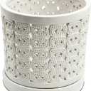 White Ceramic Orchid Planter, 6 Inches Wide, Large Orchid Pots with Holes for Indoors Or Outdoors with Swirl Cut Out Pattern, Orchid Gifts