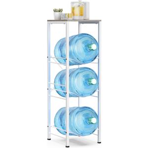 Housolution 3-tier 5 Gallon Water Jug Holder with Storage Shelf, Detachable 5 Gallon Water Bottle Holder, Jug Stand and Organizer for Kitchen, Office, Living Room, Gray