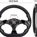 D Shape Style Golf Cart Steering Wheel Universal Design for Club Car Ds and Precedent EZGO RXV & TXT, Yamaha Golf Cart Steering Wheel (Black-56F)