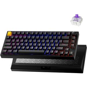 LEMOKEY P1 HE 75% Wireless Custom Mechanical Gaming Keyboard with Gateron Double-Rail Magnetic Switches Knob Version, QMK 2.4 GHz Bluetooth 5.2 RGB Backlight Compatible with Mac Windows Linux-Black (Shine-Through-Black)