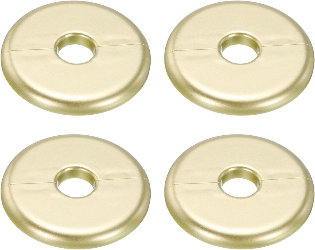 uxcell 4pcs Wall Split Flange 70mm / 2.8" OD Escutcheon Plate ABS Round Self-Adhesive Plumbing Cover Plates for 16mm / 0.6" Dia Water Pipe Faucet Decoration Accessories, Gold