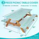 Picnic Table Cover with Bench Covers Waterproof Camping Tablecloth with Elastic for 6 Foot Rectangle Tables Outdoor Travel Essentials list Summer Rv Vacation Finds Gifts Ideas for Mens Womens