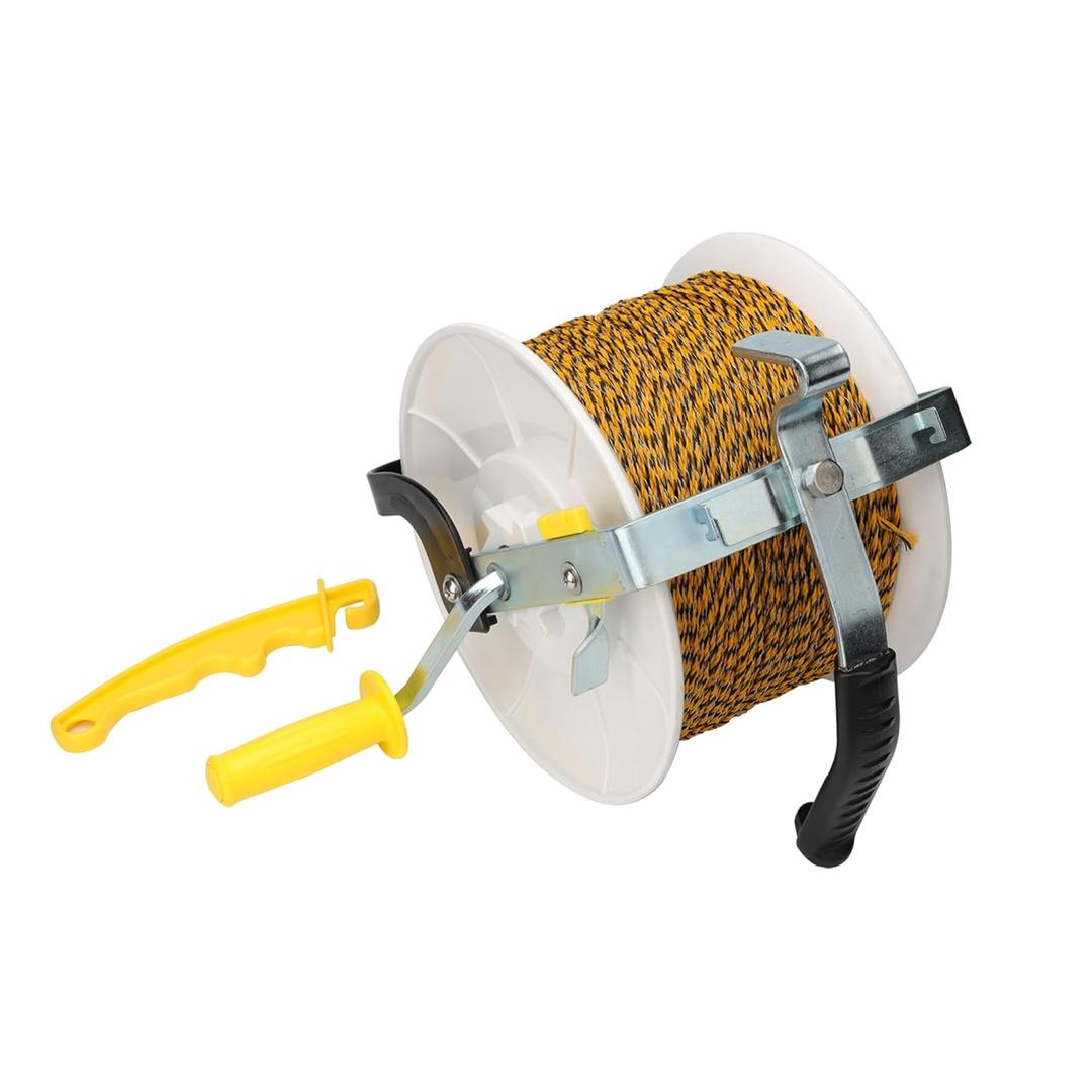 3:1 Geared Electric Fencing Standard Reel with 1640ft Premium Polywire 6 Conductors Plus 1 Free 8 inch Insulgrip 1 Pack