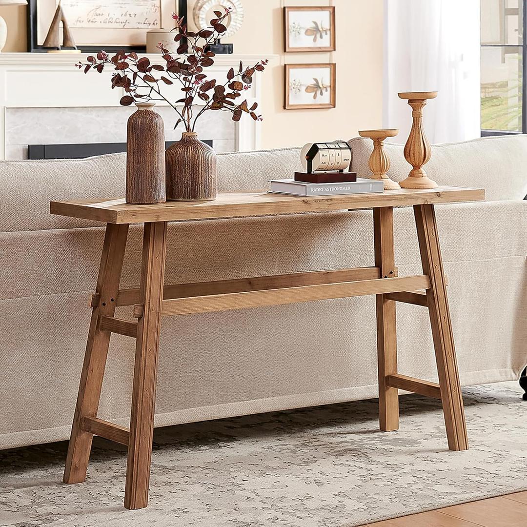 Farmhouse Solid Wood Console Table, 43.3" Wooden Entryway Table, Rustic Narrow Sofa Tables Behind Couch for Entrance, Hallway, Foyer, Living Room