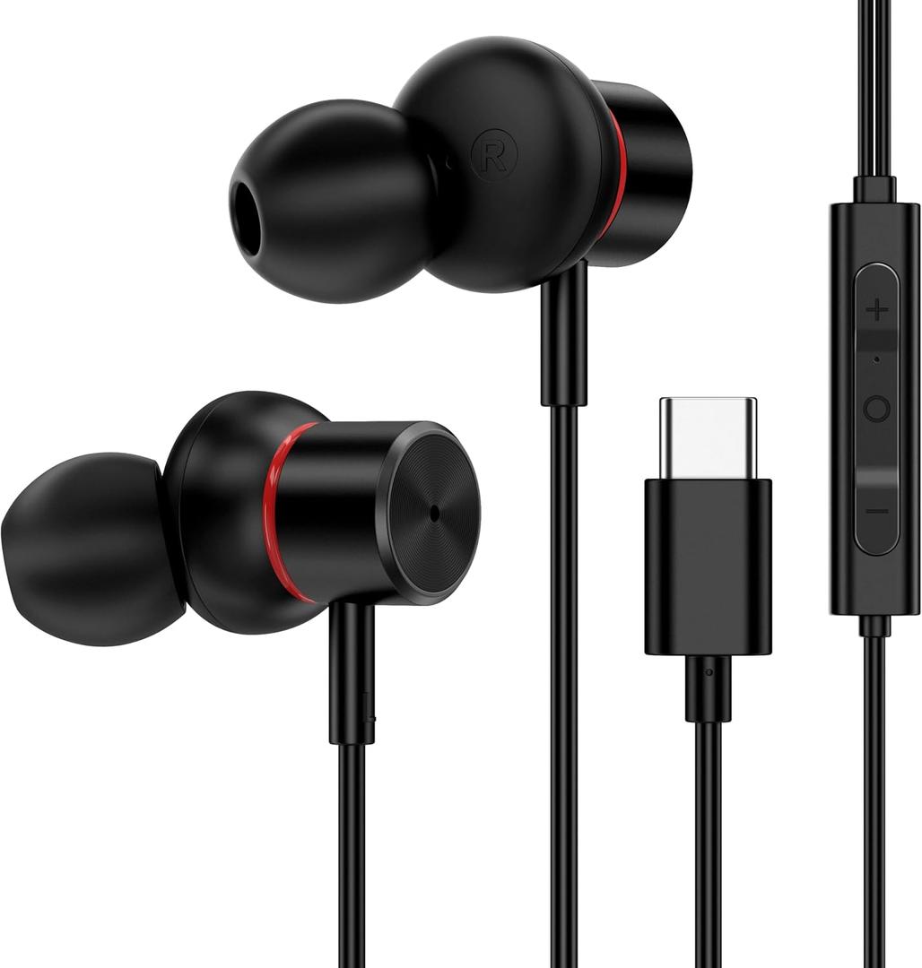 Active Noise Cancelling Earbuds Wired USB C Headphones for iPhone 17 Pro Max 16 15 Plus and More USB-C Devices, USBC Corded ANC Ear Buds with Microphone Volume Control HiFi Stereo - in-Ear Earphones