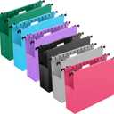 Extra Capacity Plastic Hanging File Folders,12 Pack Reinforced Expanding Hang Folder Letter Size,Accordian Pocket,Heavy Duty 2 Inch Expansion,Hanging Folder Organizer for Office Home,Assorted Colors