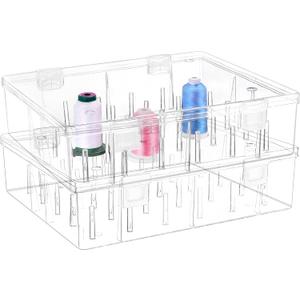 New brothread Pack of 2 Tall and Clear Storage Box/Organizer for 2x30 Home Embroidery&Cotton Thread Spools Compatible with Tall Thread Spools from Isacord/Floriani/Madeira/Glide/RA/Connecting Thread