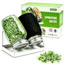 Boombamo Premium Sprouting Jar Kit 2Pcs Large Wide Mouth Mason Jars With Screen Sprout Lid,Sprouting Jar Stand,Tray,Blackout Sleeves,-Seed Sprouting Kit For Growing Mung beans,Broccoli