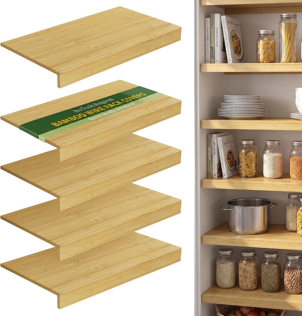 Wire Shelf Covers, Bamboo Wire Rack Covers (5PCS, 36" W x 16" D) Natural