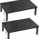OPNICE Desk Organizers and Accessories, Adjustable Computer Monitor Stand Riser, Laptop Stand for Desk, Office Desk Accessories & Workspace Organizers for Home Office, Black- 2P