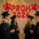 2 x Red Prom Balloons 2026, 16 Inch Prom 2026 Balloons for Proms Decorations 2026 Preschool College Graduation Party Decorations Supplies