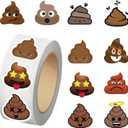 500PCS Poop Stickers 10 Styles Sticker Rolls Funny Meme Stickers Poop Party Favors Waterproof Vinyl Stickers(500 Per Roll)