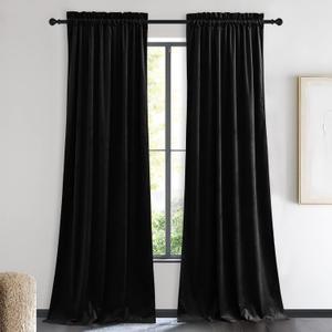 NICETOWN Insulated Black Out Velvet Curtains for Patio, Solid Heavy-Duty Large Window Treatments Drapes for Sliding Glass Door (2 Panels, 90 inches Long)
