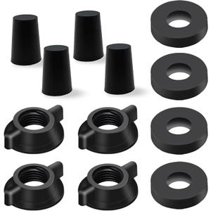 Replacement Kit for Berkey Water Filter System Elements - 4 wing nut, 4 Washers & 4 water filter hole plugs Compatible with Berkey Gravity Water Filter System and Black Activated Carbon Filters