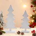 2 x Christmas Decorations-2pcs Natural Wood Christmas Trees Tabletop Sign-Vintage Indoor Centerpieces for Table Mantle Xmas Party Decor(White)