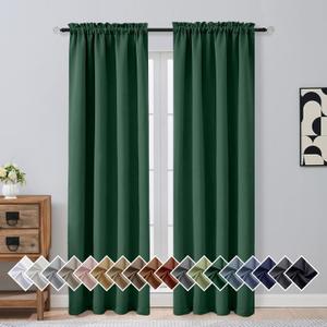 OVZME Christmas Green Blackout Curtains for Bedroom 84 Inch Length 2 Panels, Soft Fabric Room Darkening Curtains for Living Room, Rod Pocket Design Modern Window Treatment Drapes, 2x40Wx84L Inches
