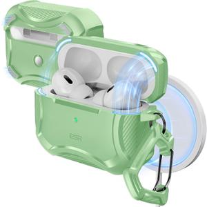 ESR for AirPods Pro 2nd Generation Case, Compatible with Airpods Pro Case 2nd/1st Gen (2023/2022/2019), Compatible with MagSafe, Powerful Drop Protection, Magnetic Lid with Cleaner Kit, Light Green