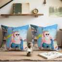 Christmas Pillow Covers 18x18 Set of 2, Santa Claus Surfing Beach Holiday Pillow Case Double Sided Printing Cushion Covers for Sofa Couch Bed Summer Winter Coastal Xmas Home Decor (Wl-dpcsd-santa)