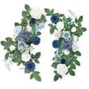Roahosy 2PCS Wedding Aisle Decorations, Artificial Flower Swag Centerpieces Dusty Blue Flower Garland Wedding Flower Arrangement for Welcome Sign Chairs Floral Decor Table Centerpieces