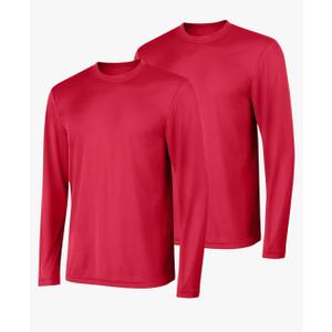 Hanes Sport Men's Long-Sleeve T-Shirt Pack, Cool DRI Moisture-Wicking Performance T-Shirts, Performance Tee, 2-Pack, S, Red