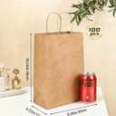 Amazingcraft Gift Bags 8x4.25x10.5 100Pcs Brown Paper Bags with Handles Bulk for Wedding, Party Favor, Grocery, Shopping, Retail, Merchandise Medium Kraft Paper Sacks