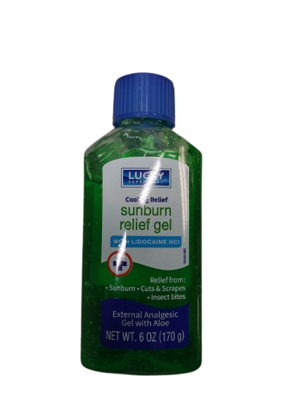 Lucky Super Soft Sunburn Relief Gel. Pain, Redness and Itch Treatment. With Aloe Vera and Lidocaine 170g