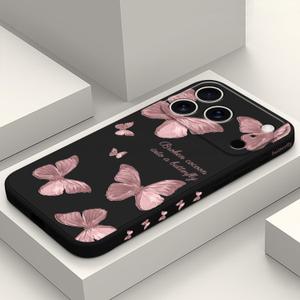 LEECG for iPhone 17 Pro Max Case, Flower Protective Bumper Slim Soft Phone Cover for iPhone 17 Pro Max 6.9 inch, Butterfly Black