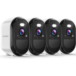 2K Security Cameras Wireless Outdoor, WiFi Battery Powered Indoor Camera for Home Security with AI Motion Detection, Spotlight, 2-Way Talk, Siren, IP65, Cloud/SD Storage - 4 Pack 2K Security Cameras Wireless Outdoor, WiFi Battery Powered Indoor Camera for Home Security with AI Motion Detection, Spotlight, 2-Way Talk, Siren, IP65, Cloud/SD Storage - 4 Pack