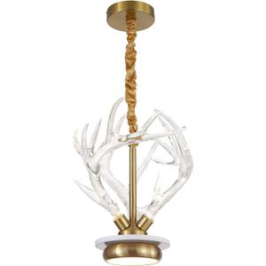 Acrylic Antler Chandelier Ceiling Light Fixtures, Clear Deer Chandelier Lighting, Dimmable Deer Horn Pendant Light Curved Antler & Gold 11.8" Single Tier 3 Lights