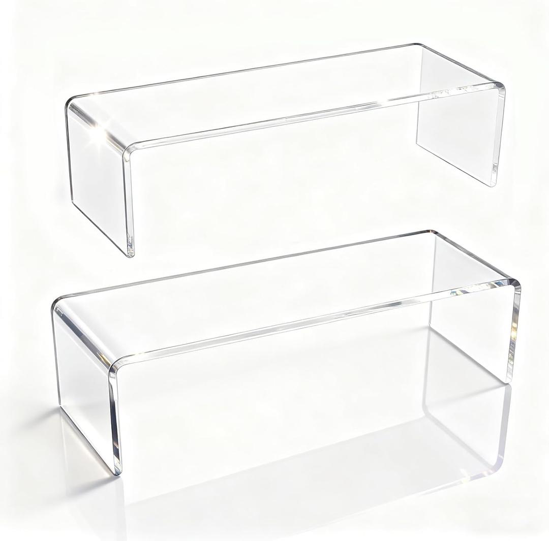 2-Pack Acrylic Medicine Cabinet Organizer, Clear Bathroom Shelves with 2 Non-Slip Pads for Vanity & RV Storage (2 x 11.4x3x3.7in)