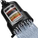 Filtered Shower Head, 3-Mode High Pressure Shower Head with 15-Stage Hard Water Shower Filter Cartridge to Remove Chlorine and Harmful Substances (Black)
