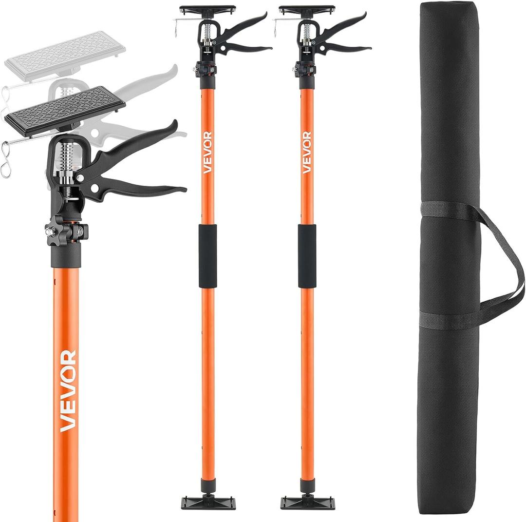 VEVOR Cabinet Jack Support Pole, 2-Pack, 45.7-114.2 Inch Steel Telescopic Quick Support Rod, Adjustable 3rd Hand System up to 154 lbs Capacity for Installing Cabinets, Lifting Drywall, Cargo Bars