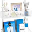 Kaiferty Over The Door Hooks Organizer, Coat Rack Over The Door Storage Hanger Towel Rack, Back of Door Storage Organizer for Bathroom,Bedroom,Kitchen,Office (White, 4-Tier)