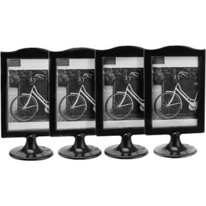 Rikyo 4 Pack Standing Photo Frames,Self Standing Photo,Vertical Mount Sign Holders 4x6, Double Sided Tabletop Display,Each Frame Holds 2 Pictures,School,Wedding Party Table Numbers Holder (Black)
