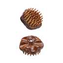 Wooden Round Scalp Massager Brush for Promote Hair Growth, Natural Bamboo Hair Brush with Ring Handle, Portable Detangling Comb for Men and Women, Anti-Static Head Massage Tool