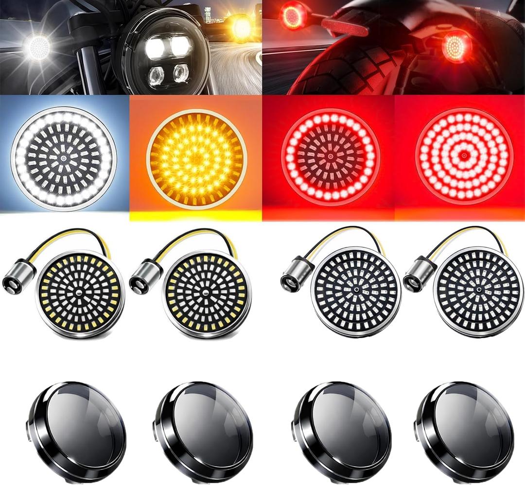 1157 LED Turn Signals Front Rear 81 LED Lights Super Bright 1157 Turn Signal Bulb Lens Kit Compatible for Harley Davidson Touring Dyna Softail Sportster Street Glide Road Glide Iron 883 1200 1986-2024